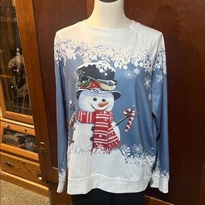 Snowman Sweater with Festive Red Scarf